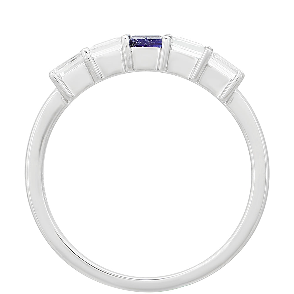 Silberring mit Thai Saphir und weißem Topas