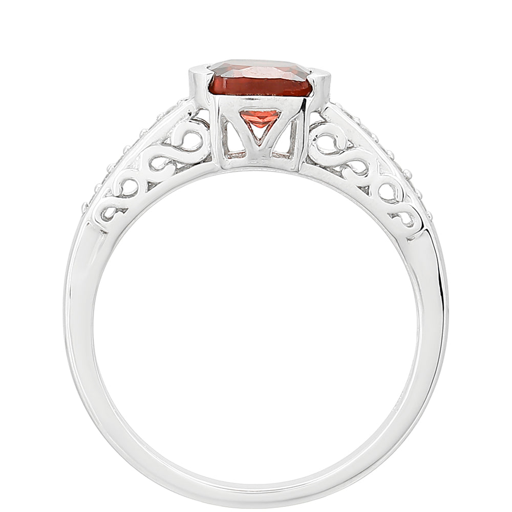 Silberring mit Granat und weißem Topas