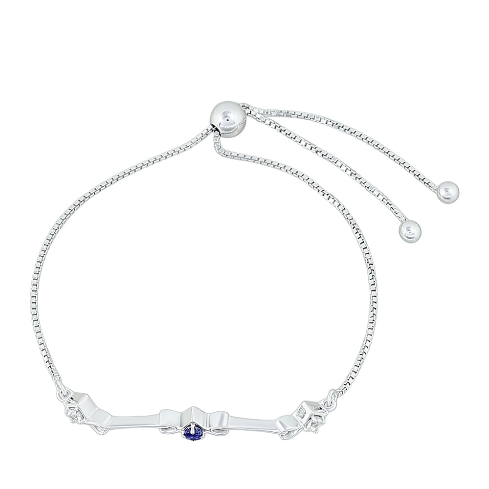 Silberarmband mit Thai Saphir und weißem Topas