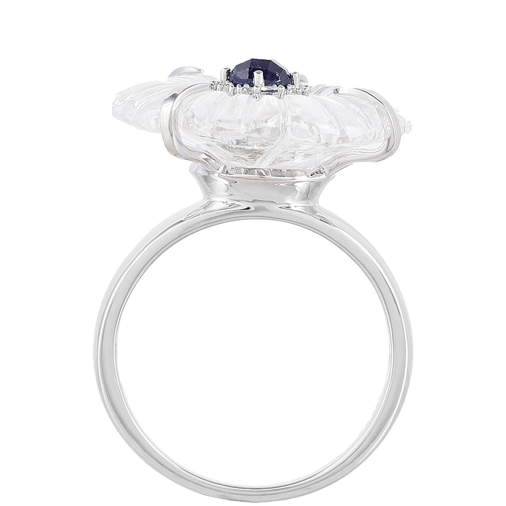 Silberring mit Thai Saphir und Kristallquarz