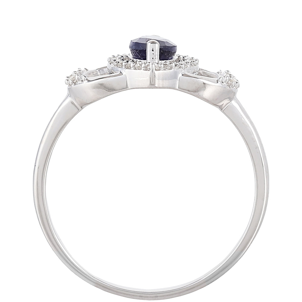 Silberring mit Thai Saphir und weißem Topas