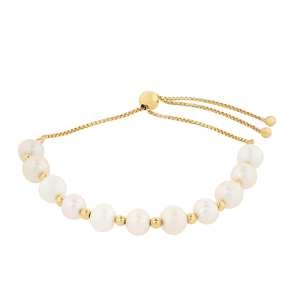 Goldplattiertes Silberarmband mit barocker Süßwasserzuchtperle