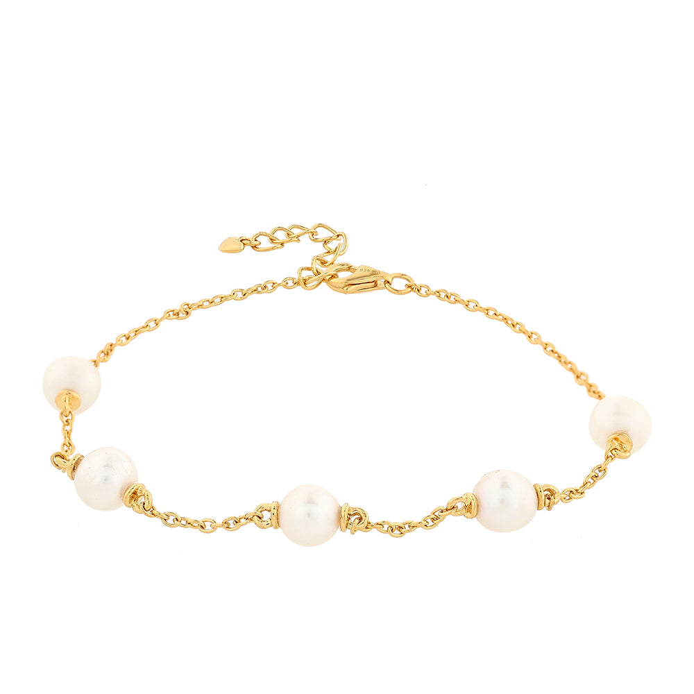 Goldplattiertes Silberarmband mit barocker Süßwasserzuchtperle