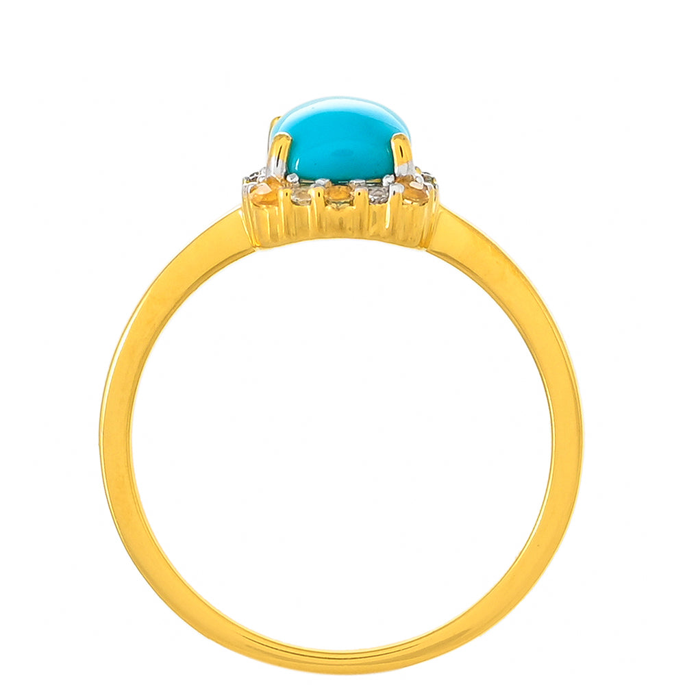 Goldplattierter Silberring mit Dornröschen Türkis und Zitrin