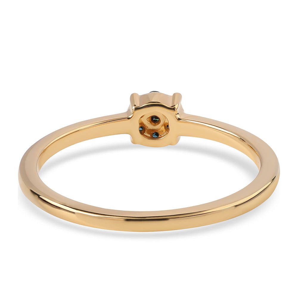 Goldplattierter Silberring mit blauem Diamant