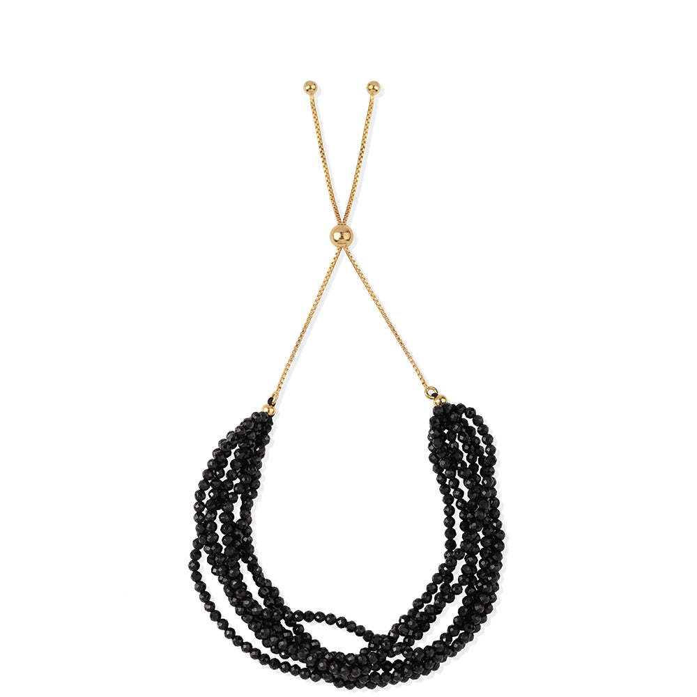 Goldplattiertes Silberarmband mit schwarzem Spinell