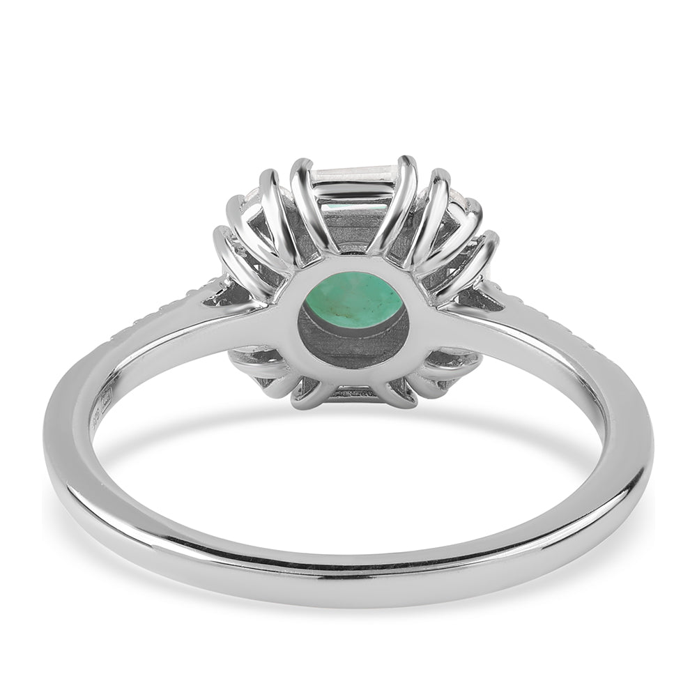 Silberring mit brasilianischem Smaragd und weißem Topas