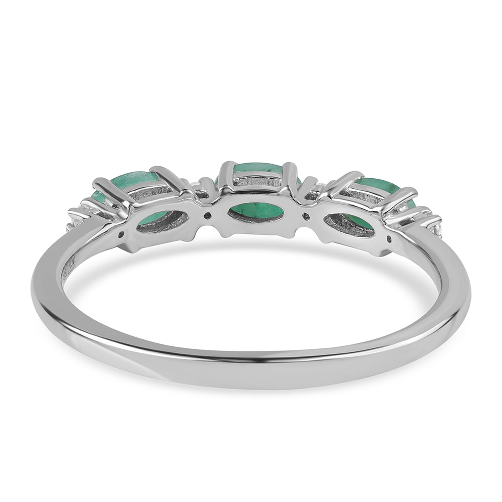 Silberring mit brasilianischem Smaragd und weißem Topas