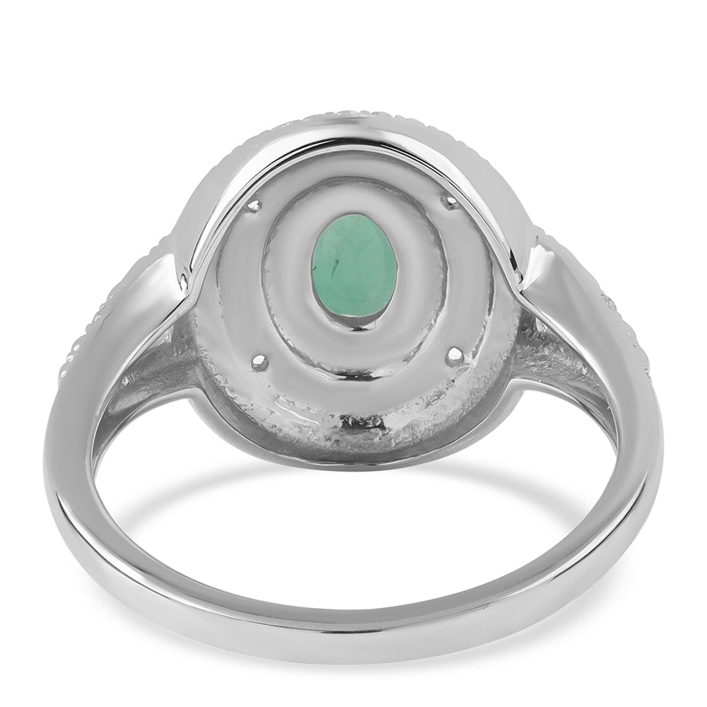 Silberring mit brasilianischem Smaragd und weißem Topas