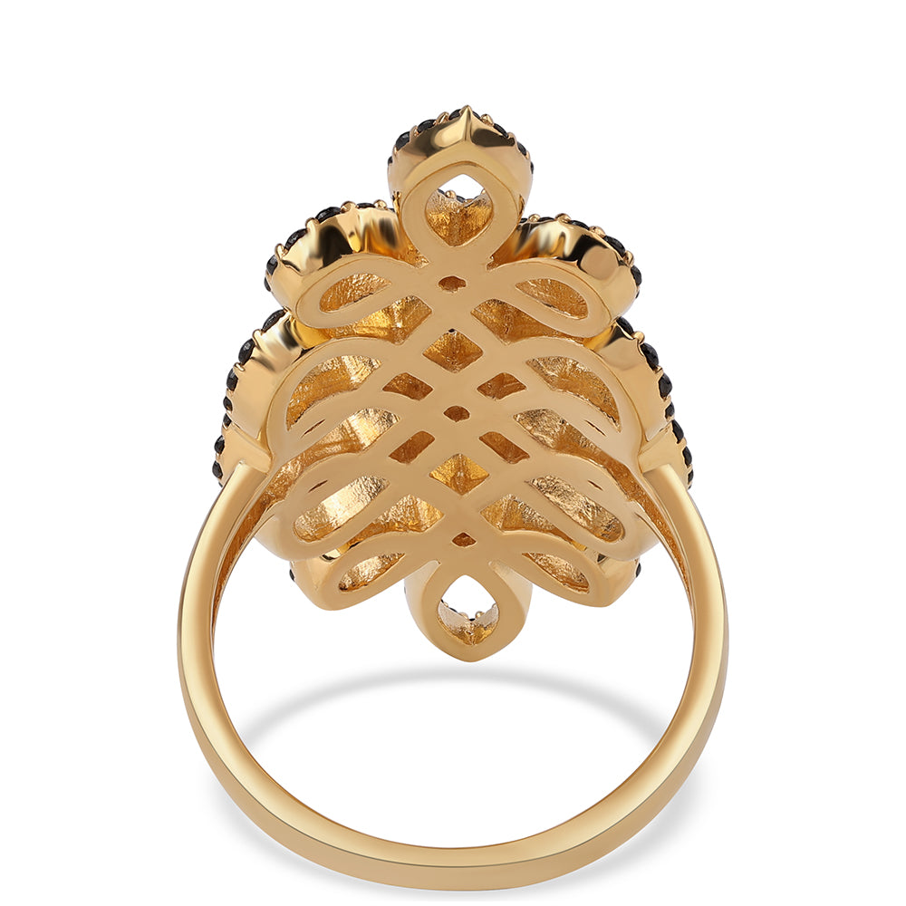 Goldplattierter Silberring mit schwarzem Spinell