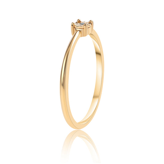 Goldplattierter Silberring mit blauem Diamant