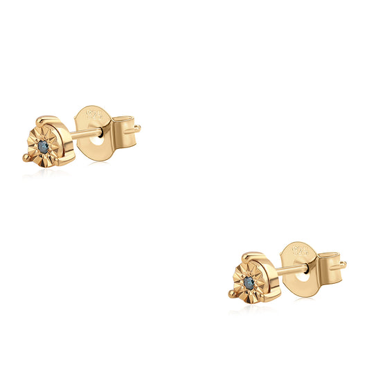 Goldplattierte Silberohrringe mit blauem Diamant