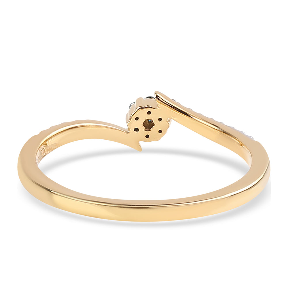 Goldplattierter Silberring mit blauem Diamant und weißem Diamant