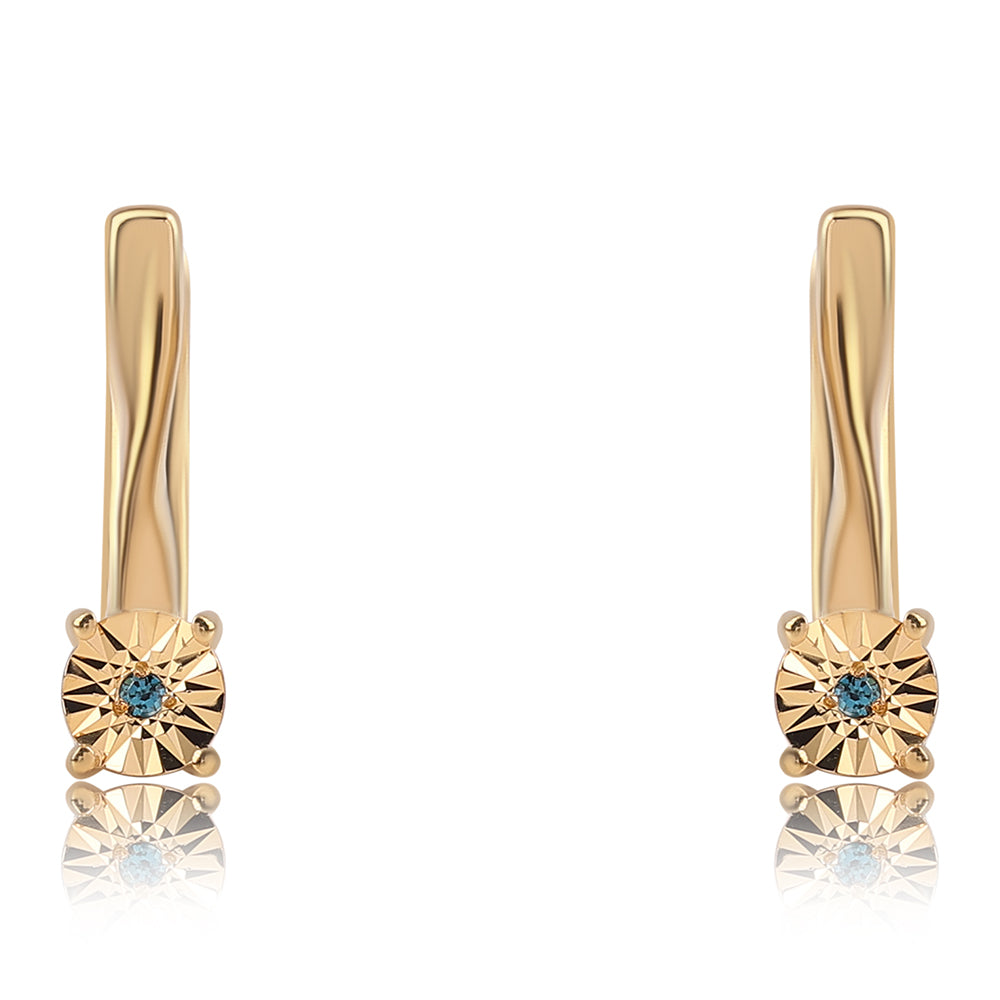 Goldplattierte Silberohrringe mit blauem Diamant