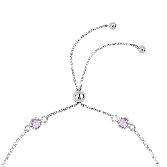 Silberarmband mit Rose De France Amethyst