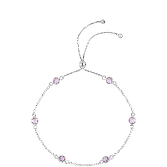 Silberarmband mit Rose De France Amethyst