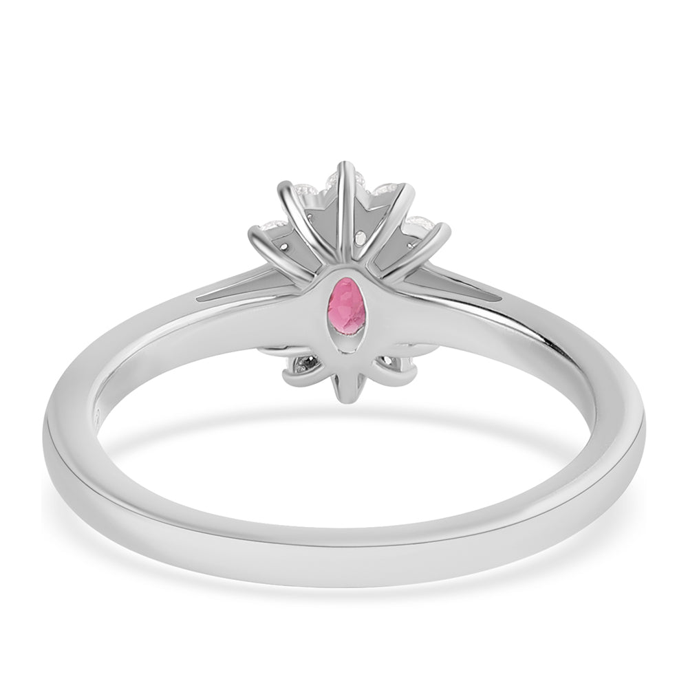 Silberring mit Rubellit aus Cruzeiro und weißem Topas