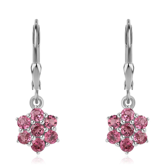 Silberohrringe mit Rubellit aus Cruzeiro