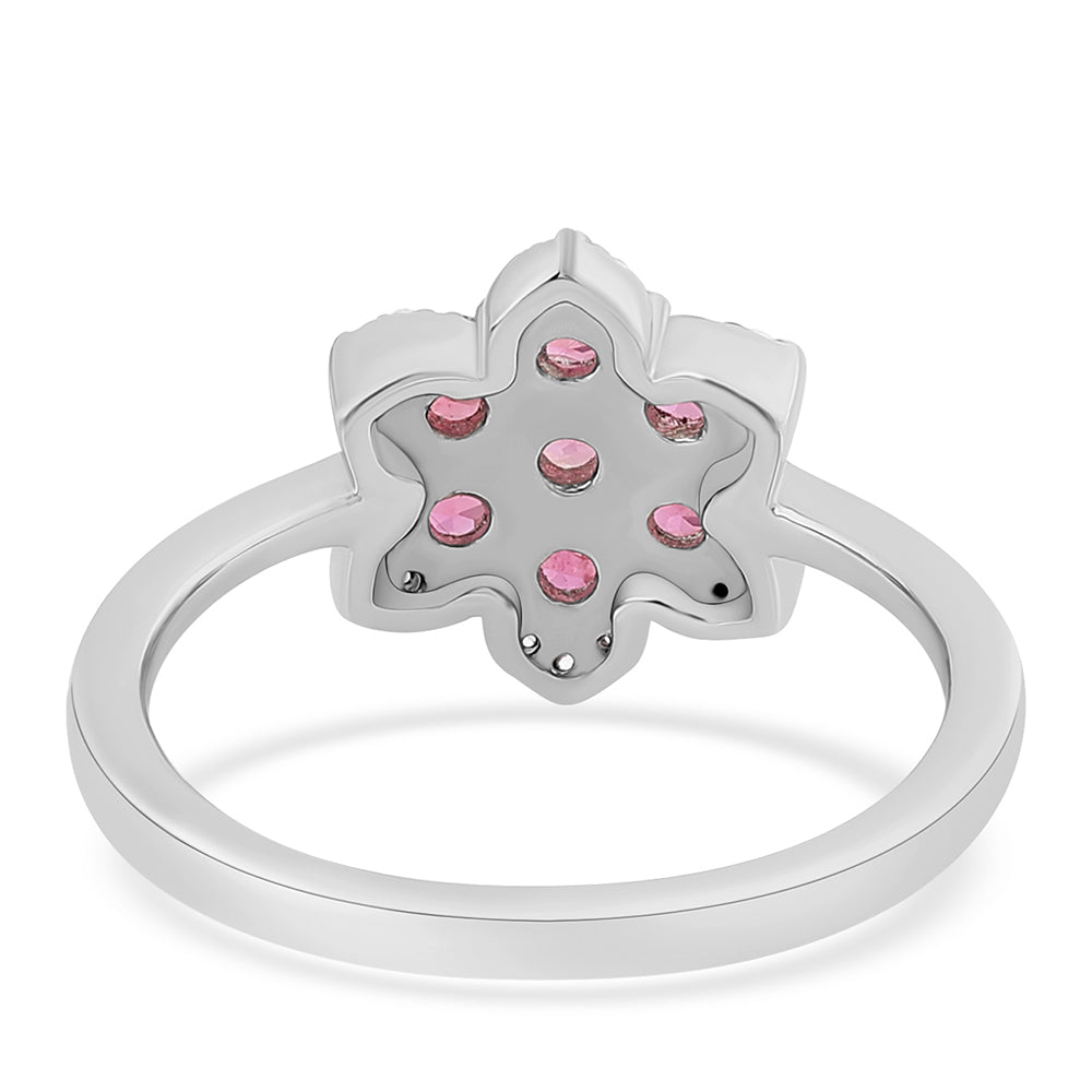 Silberring mit Rubellit aus Cruzeiro und weißem Topas