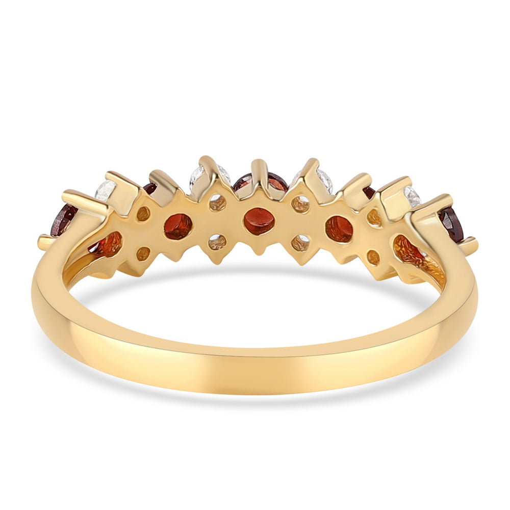 Goldplattierter Silberring mit Barton Granat und weißem Topas