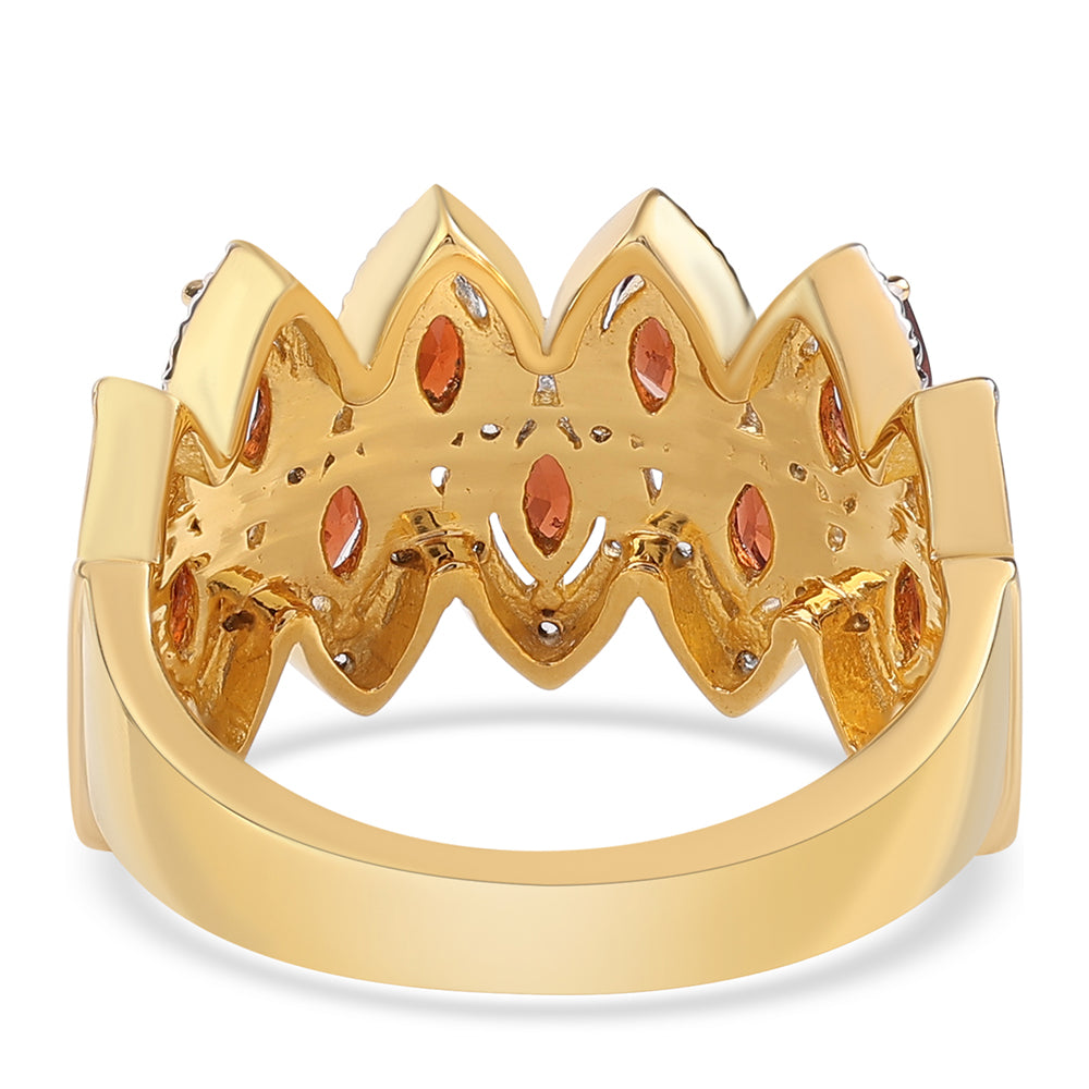 Goldplattierter Silberring mit Barton Granat und weißem Topas
