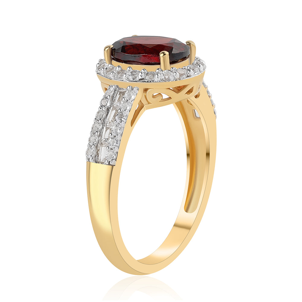 Goldplattierter Silberring mit Barton Granat und weißem Topas 2