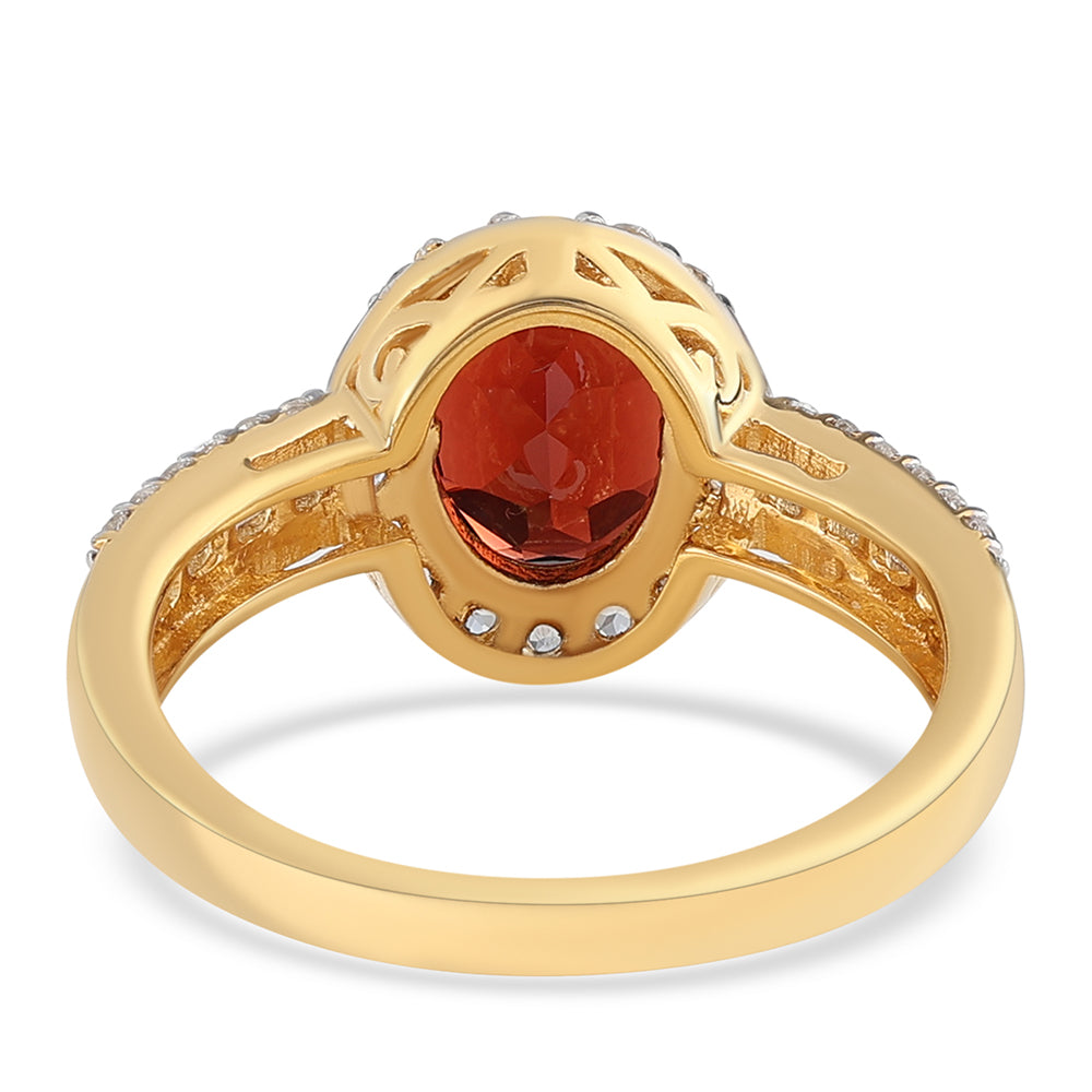 Goldplattierter Silberring mit Barton Granat und weißem Topas 3