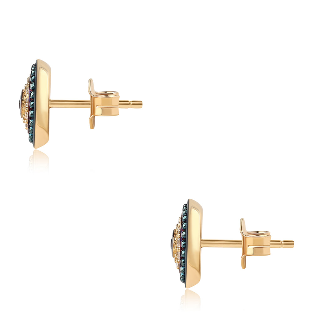 Goldplattierte Silberohrringe mit Barton Granat und weißem Topas