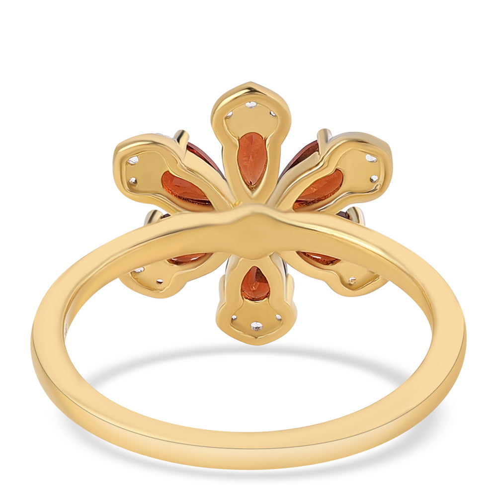 Goldplattierter Silberring mit Barton Granat und weißem Topas