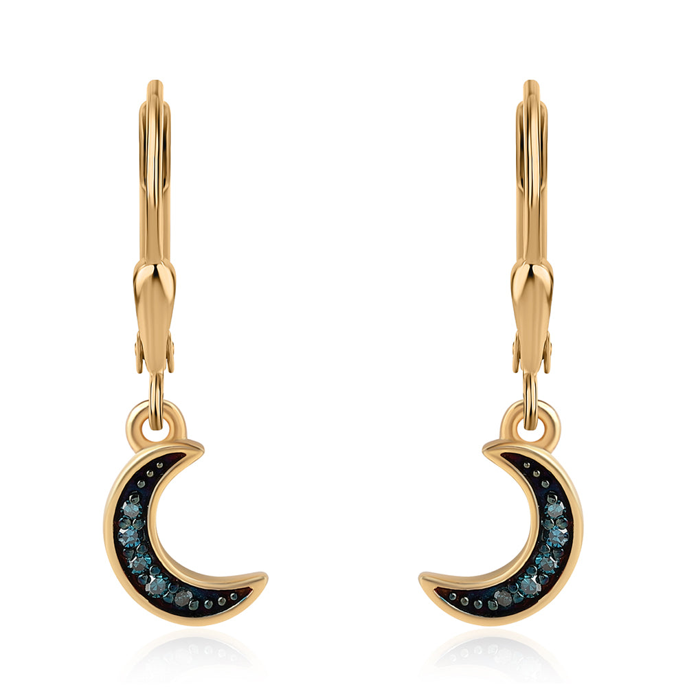 Goldplattierte Silberohrringe mit blauem Diamant