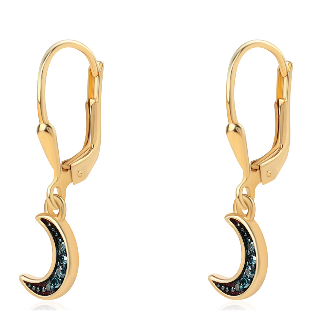 Goldplattierte Silberohrringe mit blauem Diamant