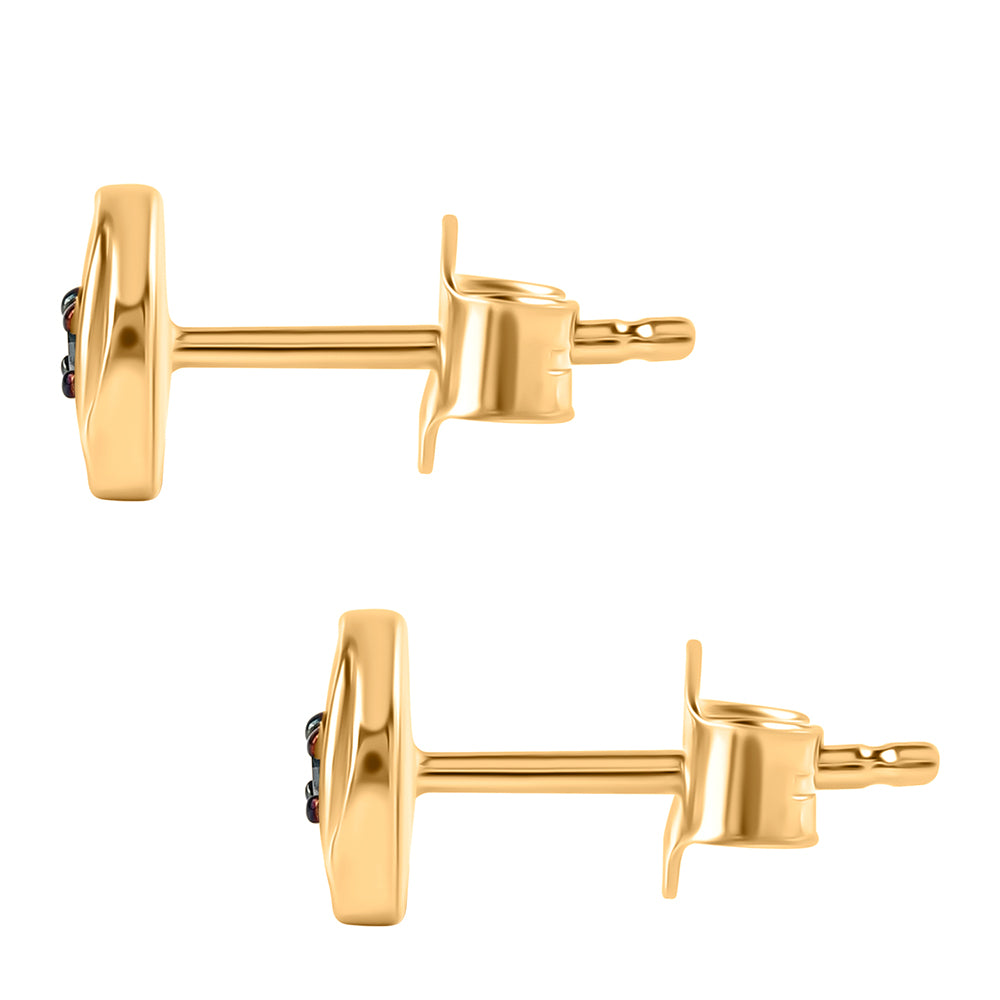 Goldplattierte Silberohrringe mit blauem Diamant