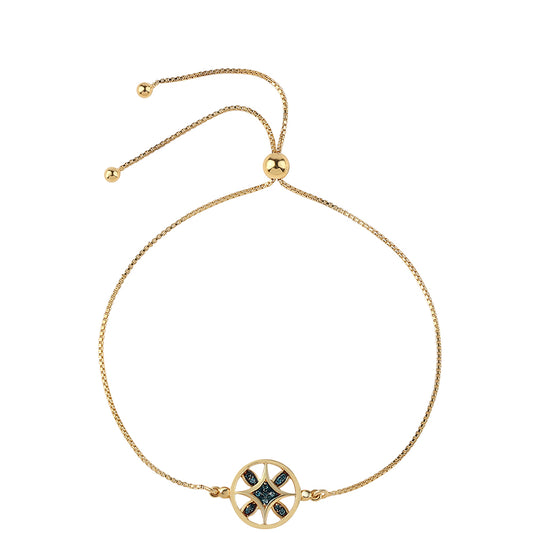 Goldplattiertes Silberarmband mit blauem Diamant