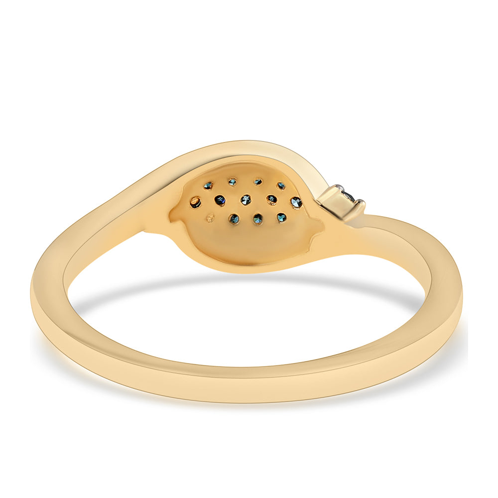 Goldplattierter Silberring mit blauem Diamant
