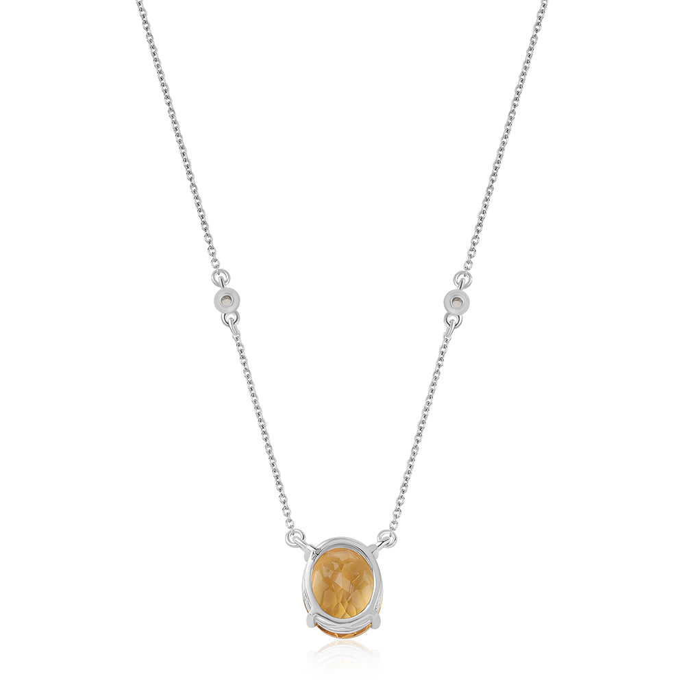 Silberhalskette mit Zitrin und weißem Topas