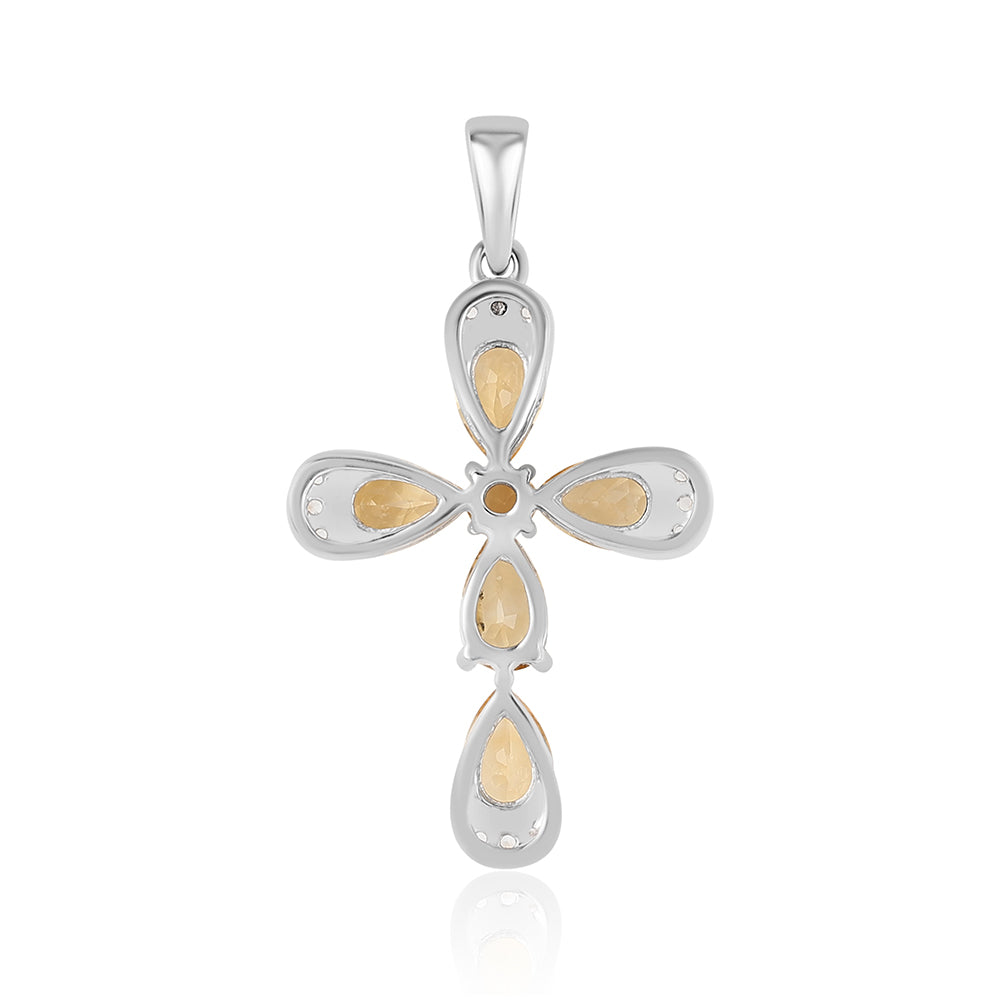 Silberanhänger mit Zitrin und weißem Topas