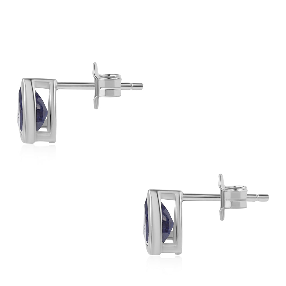 Silberohrringe mit australischem blauem Saphir