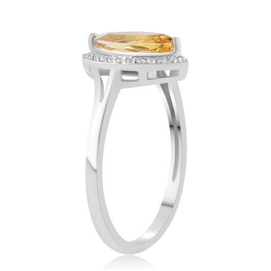 Silberring mit Zitrin und weißem Topas