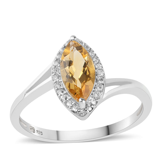 Silberring mit Zitrin und weißem Topas