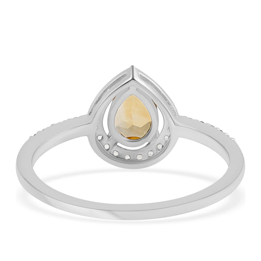 Silberring mit Zitrin und weißem Topas