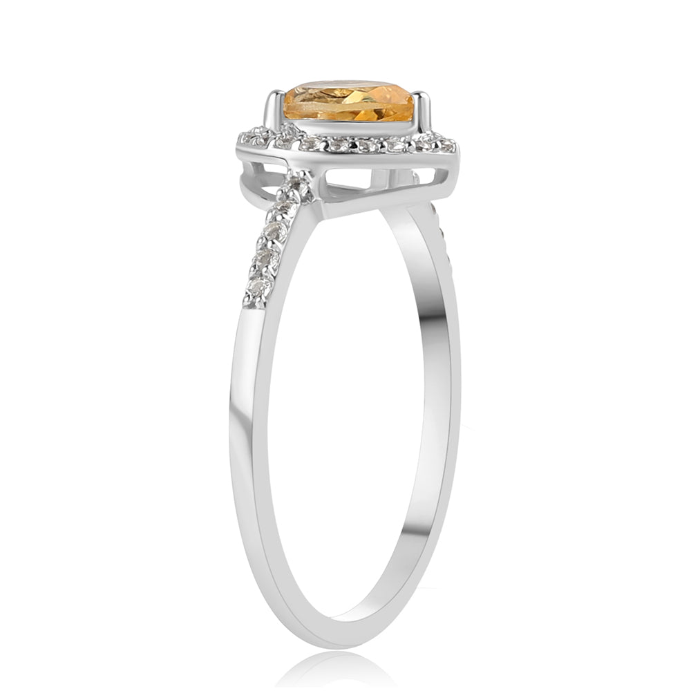 Silberring mit Zitrin und weißem Topas