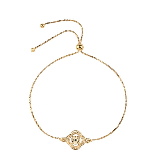 Goldplattiertes Silberarmband mit grünem Diamant