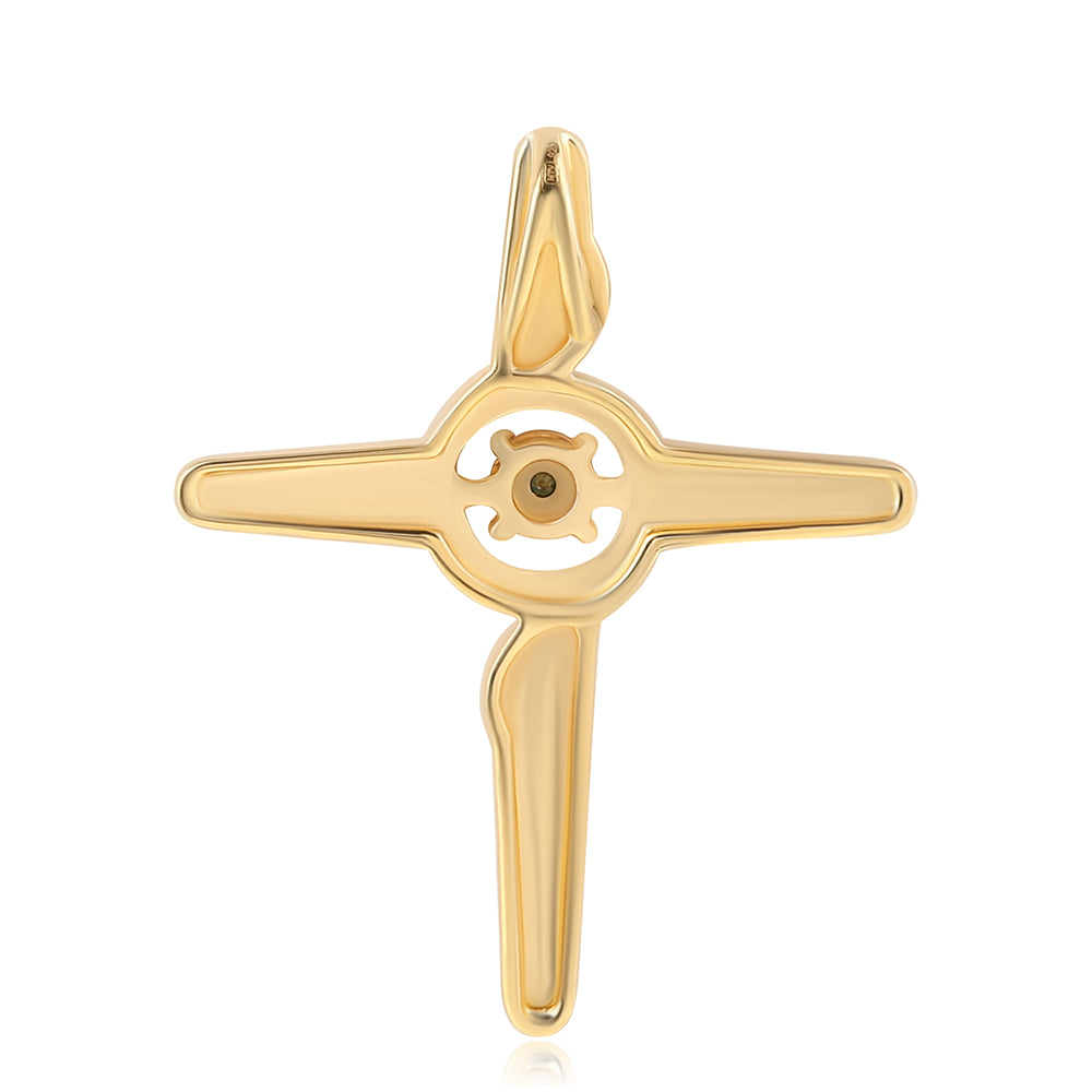 Goldplattierter Silberanhänger mit grünem Diamant