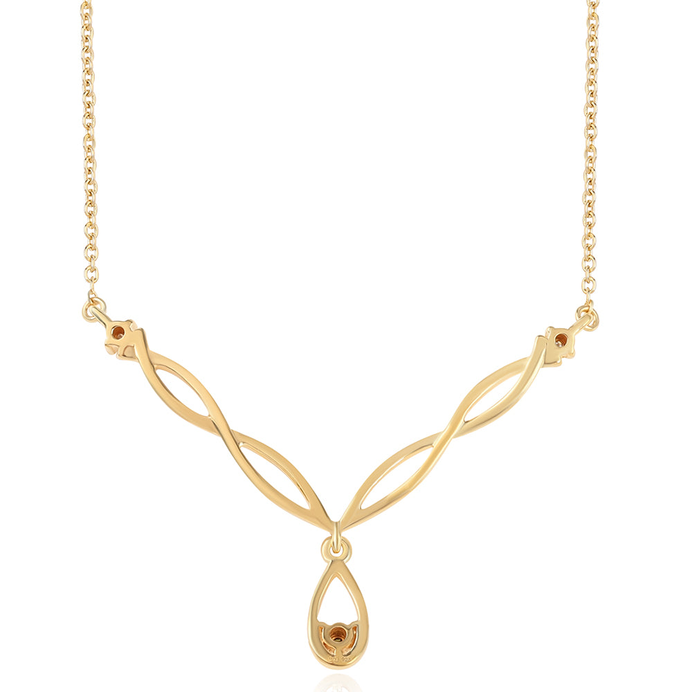 Goldplattierte Silberhalskette mit grünem Diamant und weißem Diamant