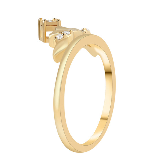 Goldplattierter Silberring mit grünem Diamant und weißem Diamant