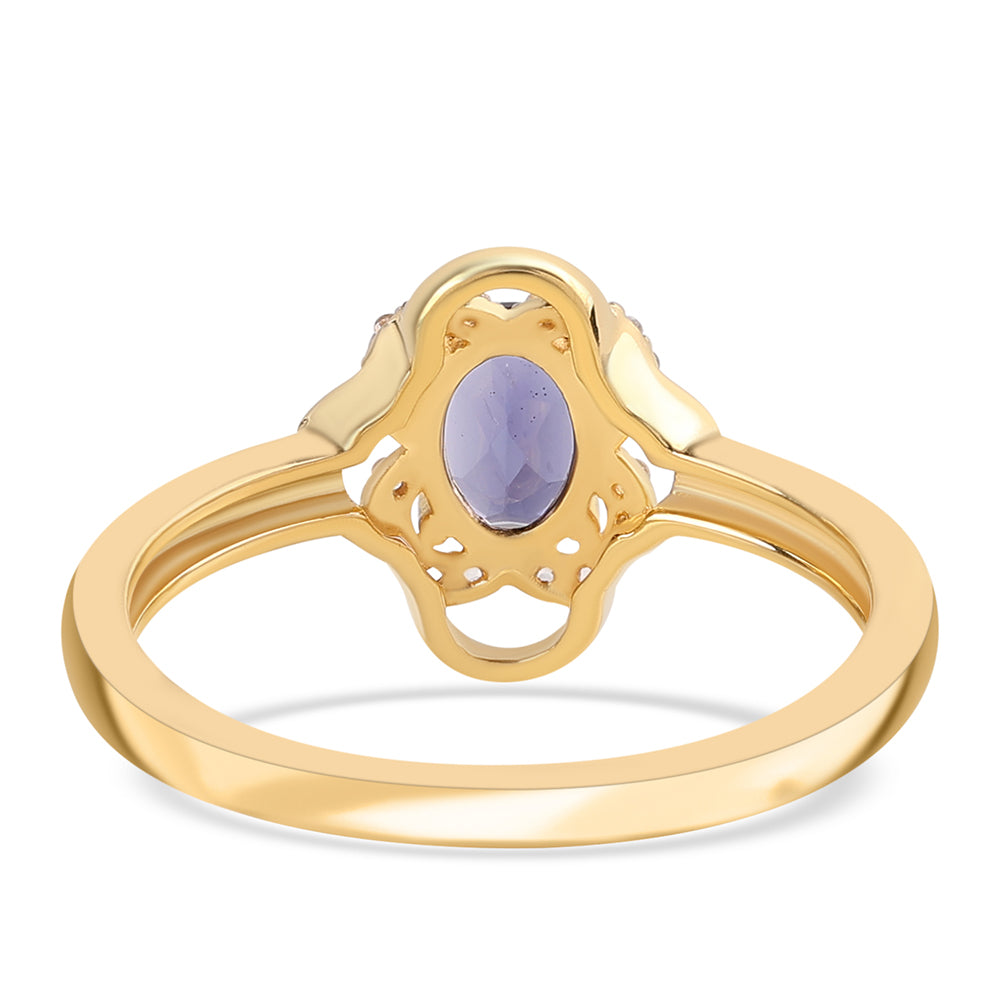 Goldplattierter Silberring mit Iolith und weißem Topas