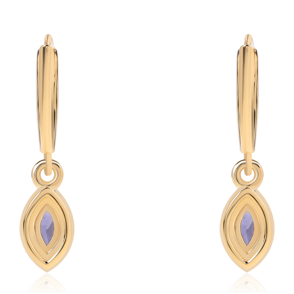 Goldplattierte Silberohrringe mit Iolith und weißem Topas