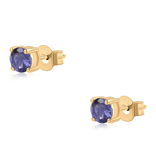 Goldplattierte Silberohrringe mit Iolith