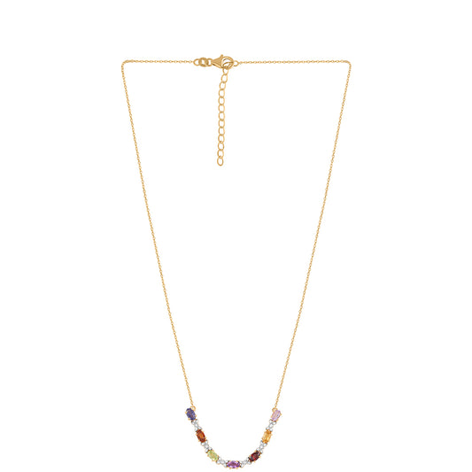 Goldplattierte Silberhalskette mit Rose De France Amethyst und Zitrin