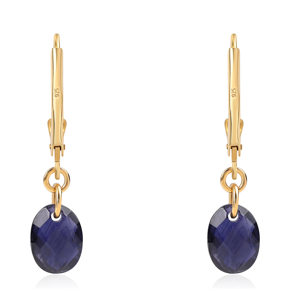 Goldplattierte Silberohrringe mit Iolith